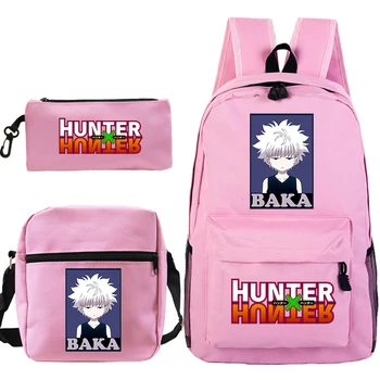 Mochila Anime Bookbag Hunter X Hunter BAKA Kuprinė Vaikams 3set Pieštuko Atveju Pečių Krepšiai Berniukų Mokyklos Maišeliai Paauglių Mergaičių