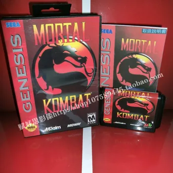 Sega MD žaidimas Mortal Kombat su dėžute ir Instrukcija 16 bitų Sega MD žaidimas Kasetė Megadrive Genesis sistema