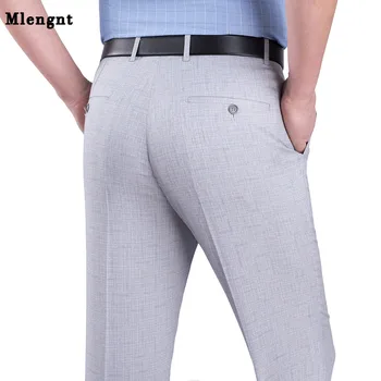Didelis Dydis Vyrų Oficialių Verslo Baggy Pants 29-44 Vasaros Vyrų Ruožas Office Plonas Šilko Suknelė Ilgai Kostiumas Kelnės Darbo Pants Mens