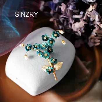 SINZRY asmeninio dizaino rankų darbo natūralių perlų derliaus elegantiškas gėlių sages pin lady kostiumas papuošalai aksesuaras