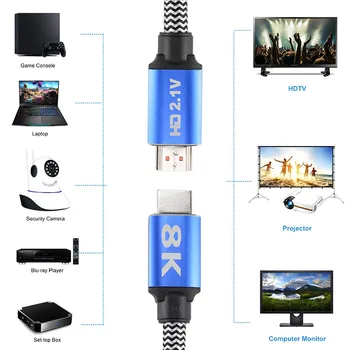 HDMI 2.1 Kabelis Didelės Spartos 8K 4K 60Hz 48Gbps Video Laidas TV, Kompiuterio Monitorius
