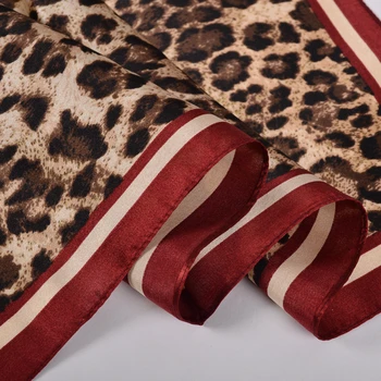 [BYSIFA]Kristi Leopardas Spausdinti Natūralaus Šilko Šalikas Moterims Seksualus Raudonas Vynas Ir Kava Mažas Kvadratas Šalikai, Kaspinai Ponios Maišelį Juostelės