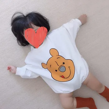 Disney Pooh Bear Kūdikiui Romper Trikampis Kelnes Bamblys Mergaitės Berniukai Jumpsuit Korėjos Versija Palaidinukė Naujagimiams, Vaikams, Drabužiai