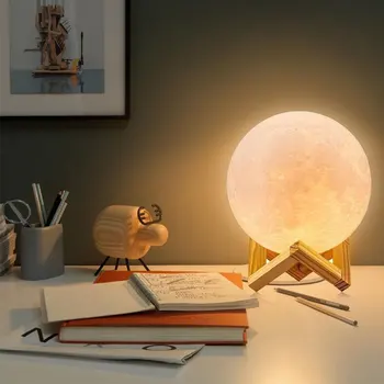3D Spausdinimo Mėnulio Lempa, LED Nakties Šviesos Kūrybinis Prisilietimas/Bakstelėkite Nuotolinis Jungiklis Lentelės, Stalo Lempos Namų Dekoro Kūrybos Dovana