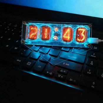 V-12 Švyti Vamzdis Laikrodis Spalvinga, 4 Skaitmenų LED Retro Laikrodis Darželio Namo Gyvenamasis Kambarys Miegamasis Apdailos Nixie Laikrodis