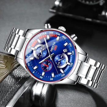 NIOBOSI Naujas Mėlyna Laikrodžiai Mens 2019 Prabangos Prekės ženklo Vyras Žiūrėti Vandeniui Visiškai Plieno Juostos, Chronografas Vyrų Laikrodis Relogio Masculino