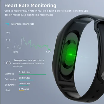 Fitneso smart apyrankę žiūrėti su M3 tracker sporto pedometer širdies ritmas, kraujo spaudimas 