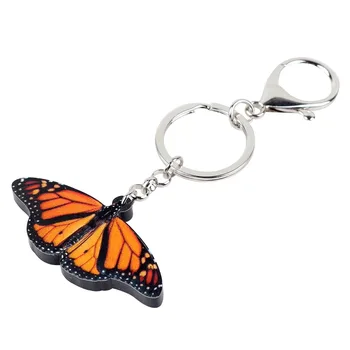 Bonsny Akrilo Orange Monarch Butterfly Key Chain 
