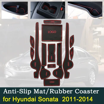 Anti-slydimo Durų Gumos Puodelio Pagalvėlių Hyundai Sonata YF i45 2011~m. 2012 m. 2013 m Karšto Pardavimo Raudona Groove Kilimėlis Automobilio Interjero Priedai