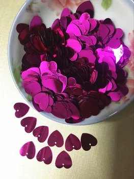 50g/daug 13*13cm Širdies Blizgančiais PVC China Butas Paillette Blizgančiais Apdaila Su 1 Anga Rose Red