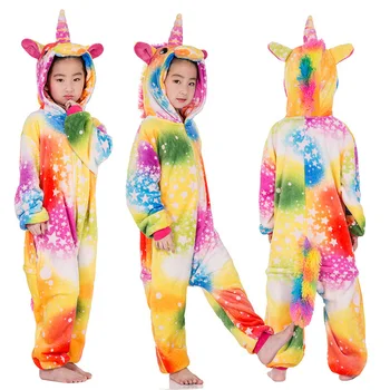 Flanelė Vienaragis Kigurumi Pižama Vaikams Mergaitėms Vienaragis Pižama Berniukams Panda Tigras Zebra Animel Kigurumi Pižama, Pižamos