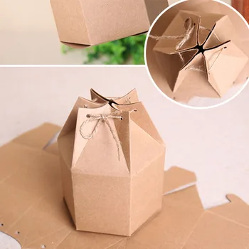 50pcs šešiakampis mažas Kraft Popieriaus pakuotės kartono dėžutė,žibintų amatų dovanų saldainių dėžutė Kalėdų dovanų pakavimo popierius boxNew dizainas