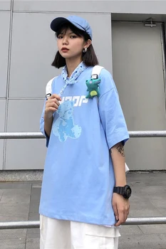 T-shirt Moterų 2020 M. Ins Harajuku Mielas Lokys Anime Marškinėlius Moterims Kawaii T-shirt Vasaros Mielas Juokingas Animacinių filmų Atsitiktinis Ponios Viršų Tees