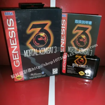 Sega MD žaidimas Mortal Kombat III 3 su dėžute ir Instrukcija 16 bitų Sega MD žaidimas Kasetė Megadrive Genesis sistema