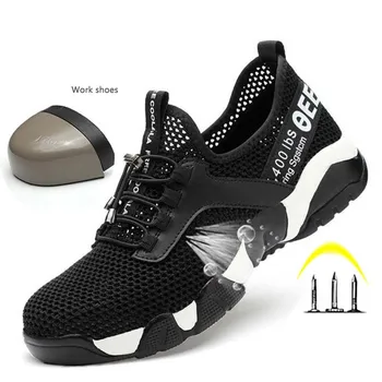 2020New vyrų Plieno Toe Darbo Saugos Batus, Lengvas, Kvėpuojantis Atspindintis Laisvalaikio Sneaker Kelią auskarų Moterų Apsauginiai batai