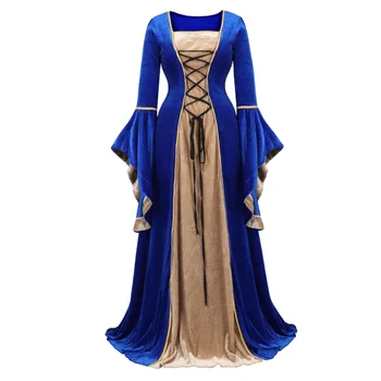 Moterų Renesanso Airijos Deluxe Aksomo Suknelė Viktorijos Viduramžių Ilga Suknelė Retro Išgalvotas Suknelė Helovyno Cosplay Kostiumai, Plius Dydis