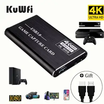 KuWFi 4K HDMI Žaidimas Užfiksuoti Kortelės HD 1080PHDMI 3,0 Filmavimo stalo Žaidimas Įrašyti Live Transliacijos Transliacijos Vietos Ciklas