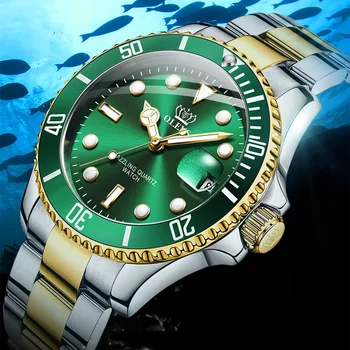Prabangių Vyrų Žiūrėti Originalo Top Brand Žalia Vandeniui Kvarco Sporto Nerūdijančio Plieno nardymo Rolexable Laikrodis Reloj Hombre + Box