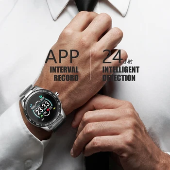 LIGE 2019 Naujų plieno smart watch vyrų odos smart žiūrėti sportas, 