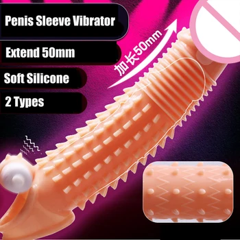 2 Tipų Daugkartinio naudojimo Varpos Rankovė Vibratorius Extender Prezervatyvai Penis Sekso žaisliukai Vyrams Penis Extension Atidėti Ejakuliacija Intymių Prekių