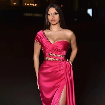 2020 Pigūs Vakaro Suknelės Vienos Pečių Pigūs arabų Prom Dresses Seksualus Aukštos Padalinta Oficialią Šalies Suknelė Užsakymą vestido de fiesta