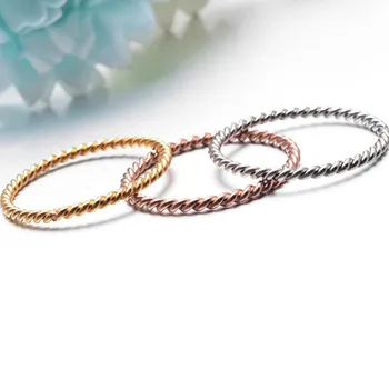 Korėjos versija labai gerai elegantiškas titano plieno rose gold spiralės žiedas ponios twist žiedas