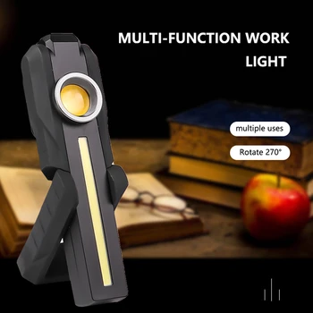 Juodos šviesos Darbo LED Žibintuvėlis Pastatyta Įkrovimo Baterija (akumuliatorius COB Lempa, 4 Režimai Fakelas Uodega Magnetas Kempingas lengvųjų automobilių