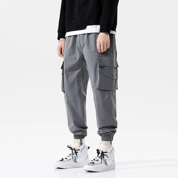 Streetwear Hip-Hop Krovinių Kelnės, vyriški Poilsiu Kelnes Multi-pocket Juodos Kelnės Harajuku Sportiniai, Laisvalaikio Sweatpants Vyras