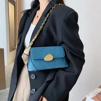 Moterų Gryna Spalva Grandinės Odos Šveitimas Mažų Pečių crossbody Maišelį 2020 naujas mados Rankinės ir piniginės Aukštos kokybės dizaineris maišą