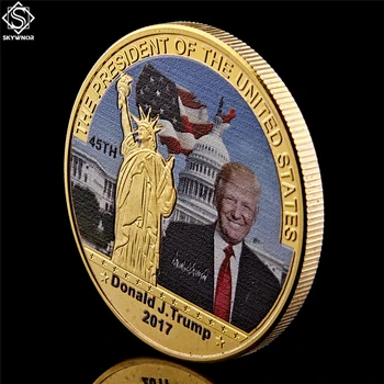5VNT 2017 Amerikos 45 Pirmininkas Donald Trump JAV Suvenyrų Aukso Moneta, Kad Amerikos Didžiosios Vėl Žetono Vertės Monetos