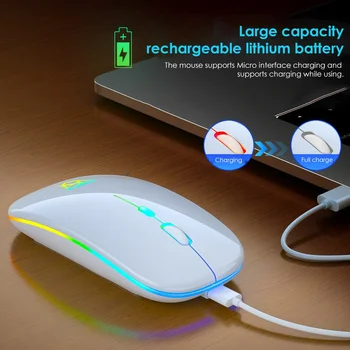 Belaidis 2.4 G Ergonomiškas Išjungti Įkraunamas LED Backlit Gaming Mouse for PC Nešiojamas kompiuteris