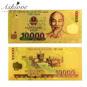 10vnt Vietnamas 500000 VND Aukso Banknotų 24K Aukso Folija Netikrą Popierinių Pinigų Kolekcija Suvenyrų VND Banknotų Mėginio Padirbtų pinigų