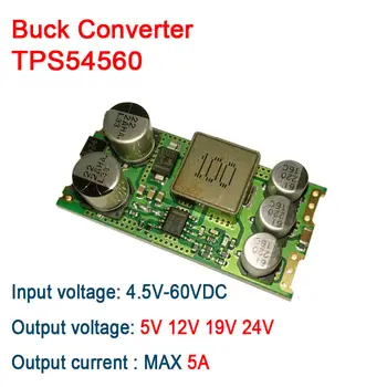 TPS54560 DC-DC Buck Konverteris 4.5-60V 12v 24v Į 5v, 5A automobilio Maitinimo Modulis Įtampos Reguliatorius