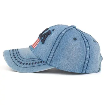 Mados išsiuvinėti JAV vėliava snapback skrybėlės džinsinio beisbolo kepurę bžūp vyrams, moterims, berniukas mergaičių, Moterų Bžūp sekminių kalnų krištolas#LREW
