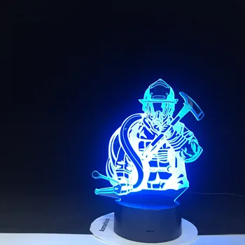 Gaisrininkas LED, 3D Modeliavimas USB Naktį Žibintai Kūrybos Ugniagesiai Stalo Lempa Namų Dekoro 7 Spalvos Keičiasi Miego Apšvietimo Vaikams Dovanos