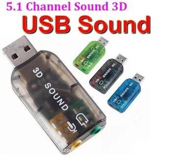 Išorės Virtualioji 5.1 Kanalų 3D USB Garso Plokštę Garsiakalbis Mic Ausinės Garso išorinių garso kortelių Adapterį*1000pcs/daug