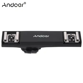 Andoer Dvigubos blykstės ir fotoaparato kontaktinės jungties Flash Speedlite Laikiklis Splitter už Nikon D750 D7200 D7100 D7000 D800 D810 DSLR Fotoaparatą D600 Kamera