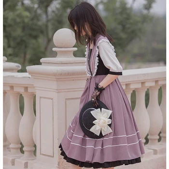 Rūmuose princesė saldus lolita suknelė retro sailor apykaklės falbala aukšto juosmens viktorijos suknelė kawaii girl gothic lolita op loli cos