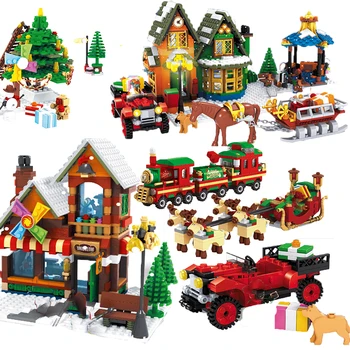 25526 Blokai Kalėdų Žiemos Kaimas Arenoje Šventė Miesto Traukinio Elnių Draugais Santa Claus Duomenys Žaislai