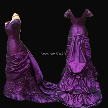 Pritaikyta!NAUJAS arrivial Royal Purple Taftos prancūzijos Kunigaikštienės, Karalienės Princesė Marie Antoinette Teatro pilietinio karo Suknelė suknelė HL-299
