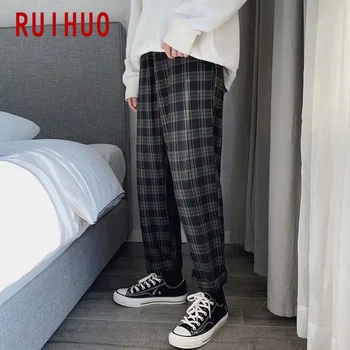 RUIHUO Pledas Haremo Kelnės Vyrams Kelnės Poilsiu Atsitiktinis Kelnės Vyrams Sweatpants Kulkšnies Ilgis Hip-Hop Streetwear Medvilnės M-3XL 2021