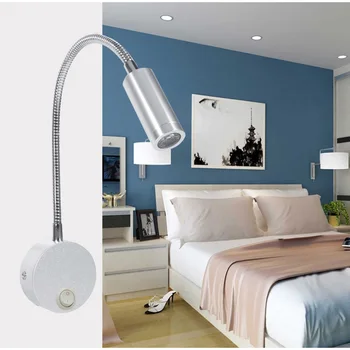 AC85-265V Modernios LED Žarnos Sienos lempa lanksti 1W 3W vonios veidrodis šviesos Naktiniai Skaityti tyrimas sconces led šviestuvų lempos