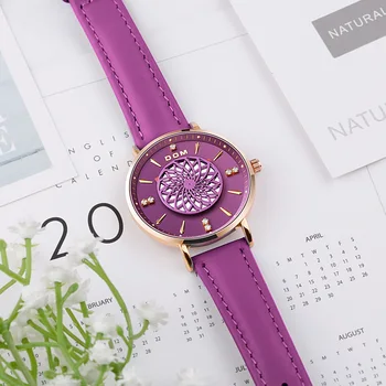 NAMAS Naujos Moterų Laikrodžiai Prabangos Prekės Ponios Suknelė Laikrodį Vandeniui Odos Elgent Violetinė Moterų Laikrodis Montre Femme G-1285GL