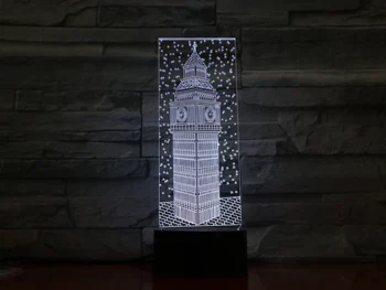 3D Big Ben Vaizdo Nakties Šviesos Spalvinga Londono Pastato Elizabeth Bokštas Stalo Lempa Miegamojo Dekoras Apšvietimas