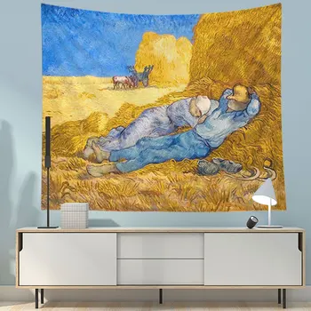 Impresionistų Sienos Gobelenas Van Gogho Paveikslų Žvaigždėtas Dangus Kraštovaizdžio Hipių Gobelenas Sienos Kabo Žemės Ūkio Naudmenų Namų Dekoro Antklodė