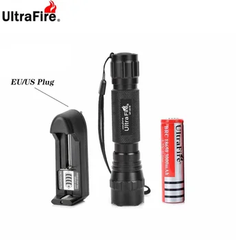 UltraFire WF-501B taktinis žibintuvėlis T6/L2/V6 LED žibintuvėlis Laužo 18650 baterija 1/5 režimas žibintų LED lampe fakelas