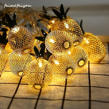 LED metalo tuščiaviduriai ananasų Kalėdų šviesos Valentino Diena pasakų šviesos girlianda 