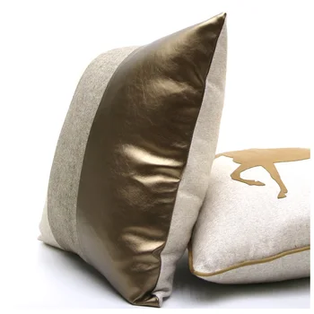 45cm Modernūs, prabangūs šviesiai rudos aukso PU odos pagalvėlė padengti atlošas wasit pagalvės užvalkalą mesti pagalvę padengti