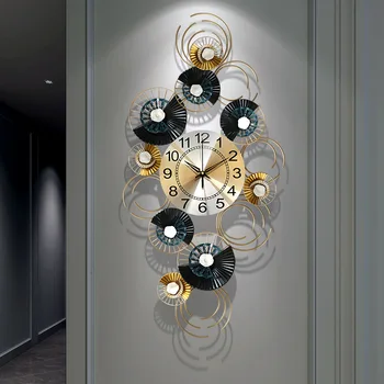 Modernios šviesos prabangus metalinis sieninis laikrodis kambarį tyliai mados dekoratyvinis laikrodis asmeninį ir kūrybos geležies sieninis laikrodis