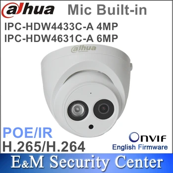Originalus dahua 4MP IPC-HDW4433C-A ir 6Mp IPC-HDW4631C-VAIZDO stebėjimo Tinklo IP Kameros IR POE VAIZDO Mikrofonas Built-in dome